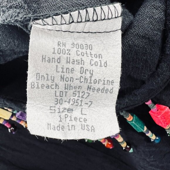 Roamans Women Top Large Black 100% Cotton Pullover Short Sleeveless Beaded Shirt - Picture 5 of 7